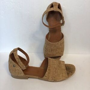 RUTZ WALK IN CORK Women's Tan Cork Ankle Strap Sandals 40